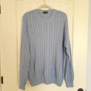 Loro Piana Men Cashmere Cable Knit Crewneck Sweater Light Blue Size 58/Size 3XL